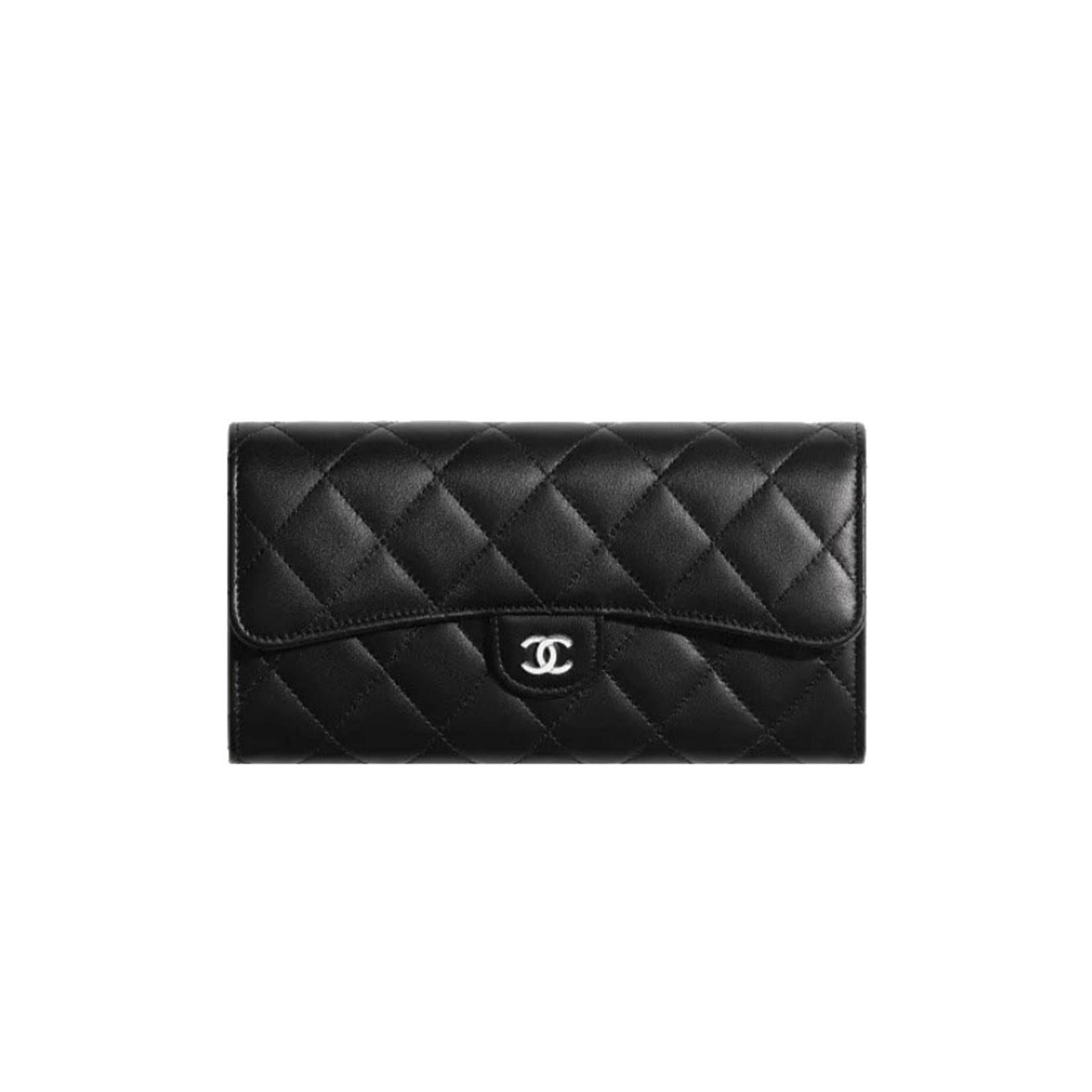 Ch*el classic long flap wallet silver hardware ap0241 y01480 c3906 （19.5*10.5*3cm）